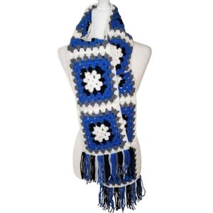 Handmade Crocheted Granny Square Scarf, OS Long
